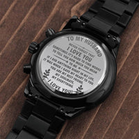 To My Husband - Premium Black Chronograph Watch - Gift Set - SLDDL0038 - Sunshine Letters Co