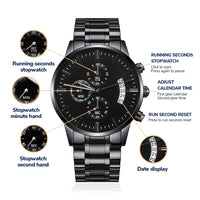 To My Biker Dad - Premium Black Chronograph Watch - Happy Father's Day Gift Set - SLDDL0029 - Sunshine Letters Co