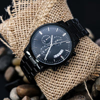 To My Biker Dad - Premium Black Chronograph Watch - Happy Father's Day Gift Set - SLDDL0029 - Sunshine Letters Co