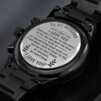 To My Husband - Premium Black Chronograph Watch - Gift Set - SLDDL0038 - Sunshine Letters Co