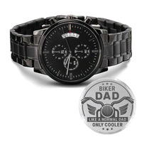 To My Biker Dad - Premium Black Chronograph Watch - Happy Father's Day Gift Set - SLDDL0029 - Sunshine Letters Co