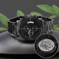 To My Biker Dad - Premium Black Chronograph Watch - Happy Father's Day Gift Set - SLDDL0029 - Sunshine Letters Co