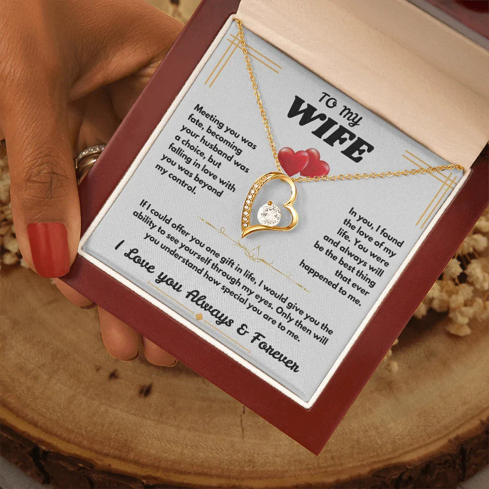 To My Wife - I Love You Always & Forever - Forever Love Necklace - Gift Set - SLDDL0062 - Sunshine Letters Co