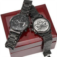 To My Biker Dad - Premium Black Chronograph Watch - Happy Father's Day Gift Set - SLDDL0029 - Sunshine Letters Co