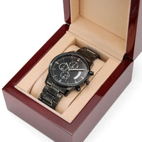 To My Biker Dad - Premium Black Chronograph Watch - Happy Father's Day Gift Set - SLDDL0029 - Sunshine Letters Co