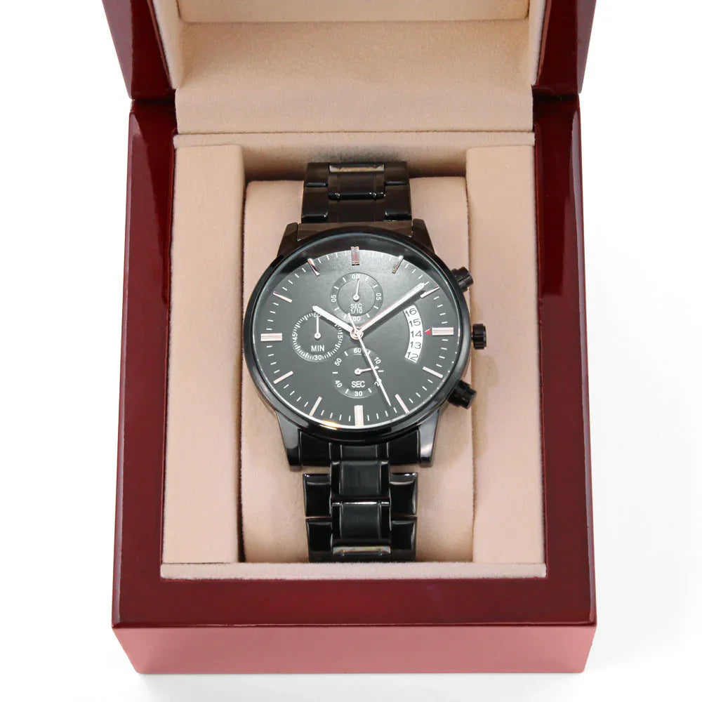 To My Husband - Premium Black Chronograph Watch - Gift Set - SLDDL0038 - Sunshine Letters Co