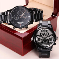 To My Biker Dad - Premium Black Chronograph Watch - Happy Father's Day Gift Set - SLDDL0029 - Sunshine Letters Co
