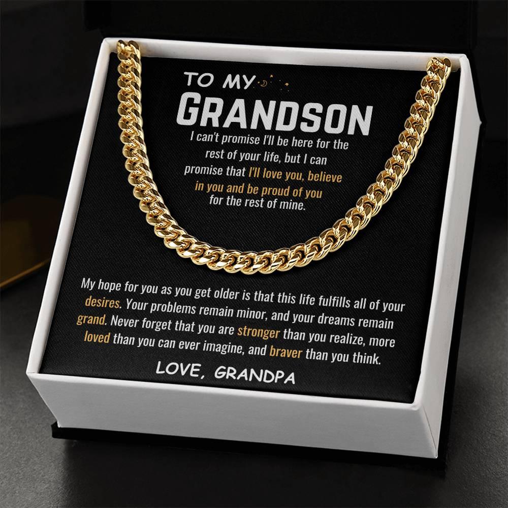 To My Grandson - Cuban Link Chain Gift Set - SLDDL0036 - Sunshine Letters Co