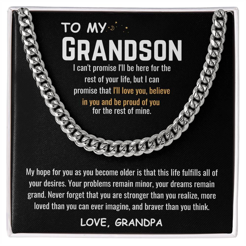 To My Grandson - Cuban Link Chain Gift Set - SLDDL0035 - Sunshine Letters Co