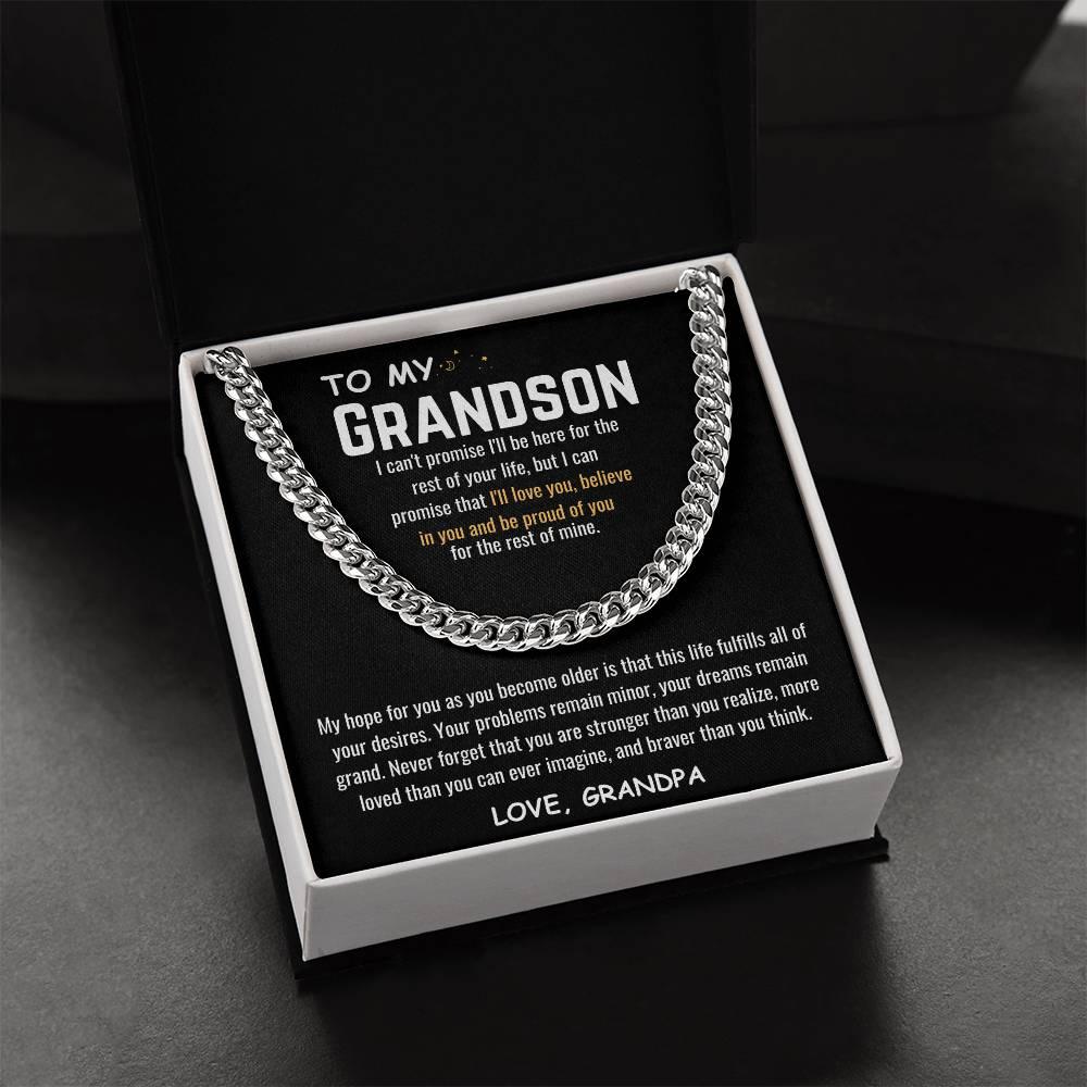 To My Grandson - Cuban Link Chain Gift Set - SLDDL0035 - Sunshine Letters Co