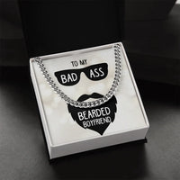 To My Badass Bearded Boyfriend - Cuban Link Chain - Gift Set - SLDDL0078 - Sunshine Letters Co