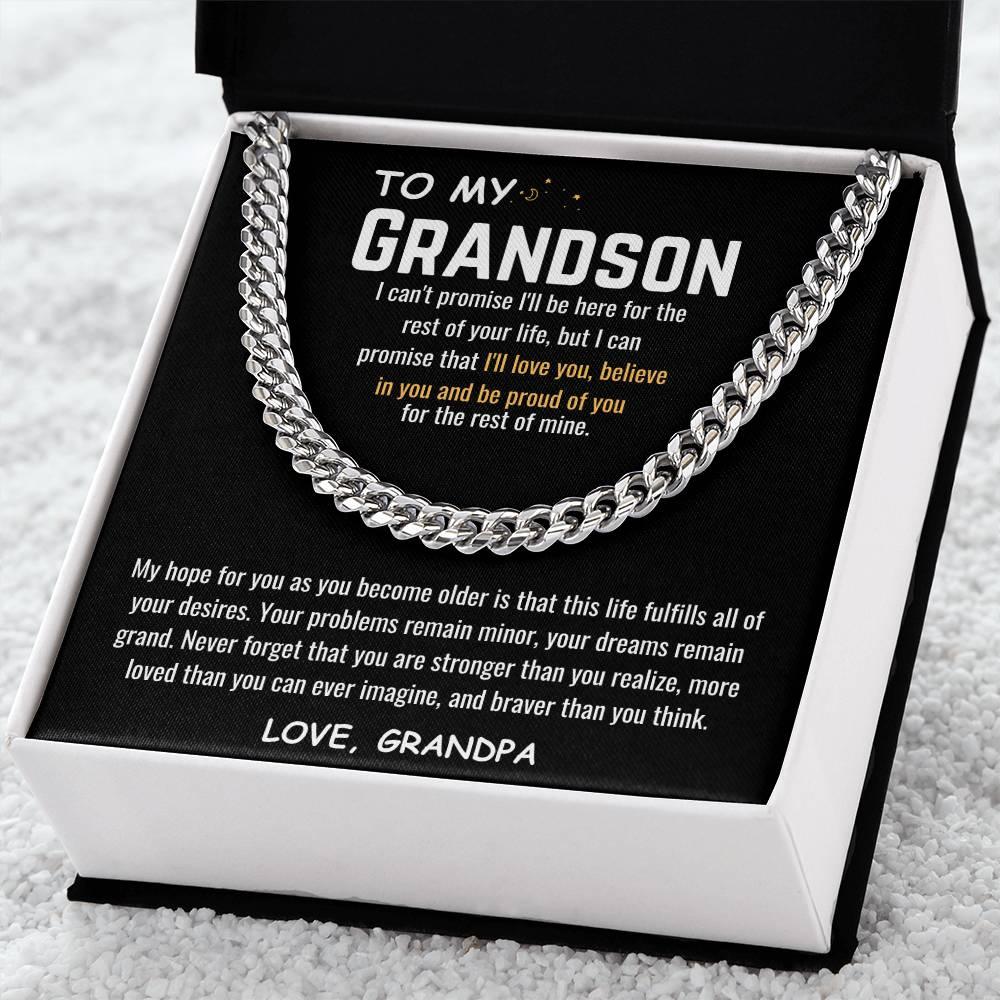 To My Grandson - Cuban Link Chain Gift Set - SLDDL0035 - Sunshine Letters Co