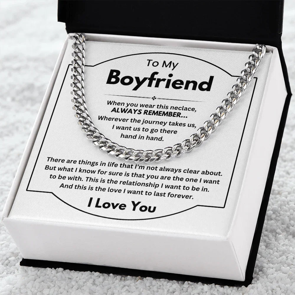 To My Boyfriend - Cuban Link Chain - Gift Set - SLDDL0088 - Sunshine Letters Co