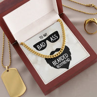 To My Badass Bearded Boyfriend - Cuban Link Chain - Gift Set - SLDDL0078 - Sunshine Letters Co