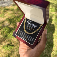 To My Grandson - Cuban Link Chain Gift Set - SLDDL0036 - Sunshine Letters Co