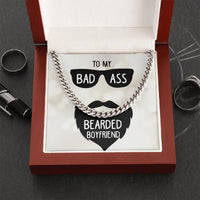 To My Badass Bearded Boyfriend - Cuban Link Chain - Gift Set - SLDDL0078 - Sunshine Letters Co