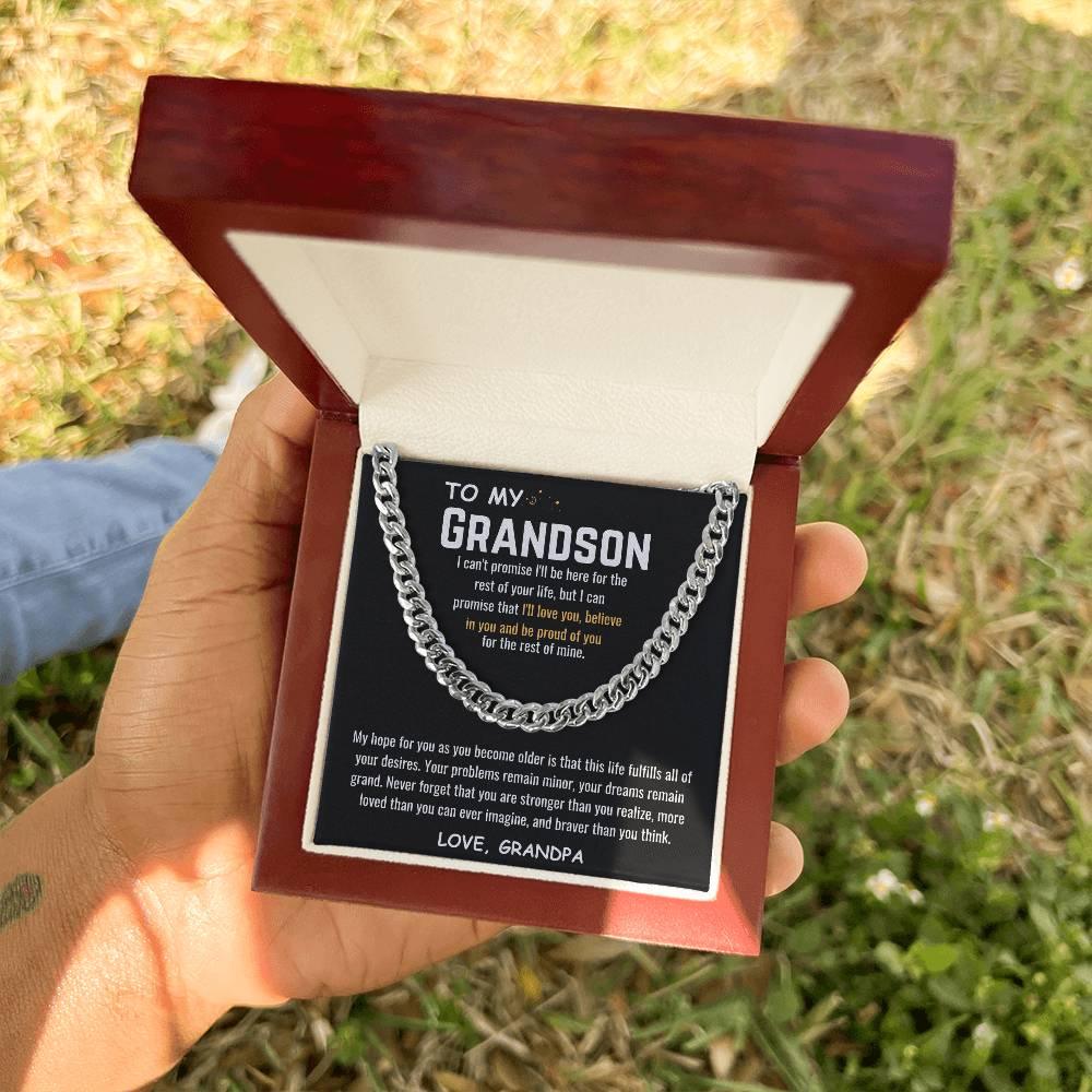 To My Grandson - Cuban Link Chain Gift Set - SLDDL0035 - Sunshine Letters Co
