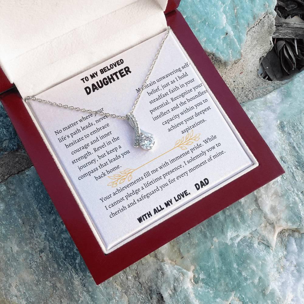 To My Beloved Daughter - Love DAD - Alluring Beauty Necklace Gift Set - SLDDL0007 - Sunshine Letters Co