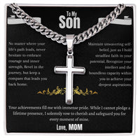 To My Son - Cuban Chain - Artisan Cross Necklace - Gift Set - SLDDL0010 - Sunshine Letters Co