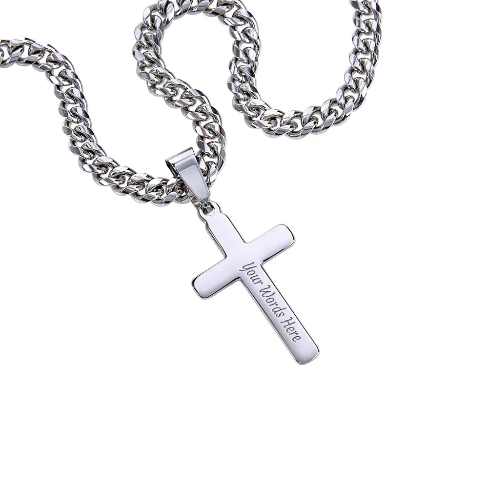 To My Son - Cuban Chain - Artisan Cross Necklace - Gift Set - SLDDL0010 - Sunshine Letters Co