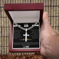 To My Son - Cuban Chain - Artisan Cross Necklace - Gift Set - SLDDL0010 - Sunshine Letters Co