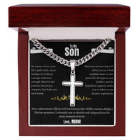 To My Son - Cuban Chain - Artisan Cross Necklace - Gift Set - SLDDL0010 - Sunshine Letters Co