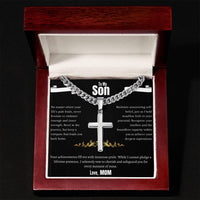 To My Son - Cuban Chain - Artisan Cross Necklace - Gift Set - SLDDL0010 - Sunshine Letters Co