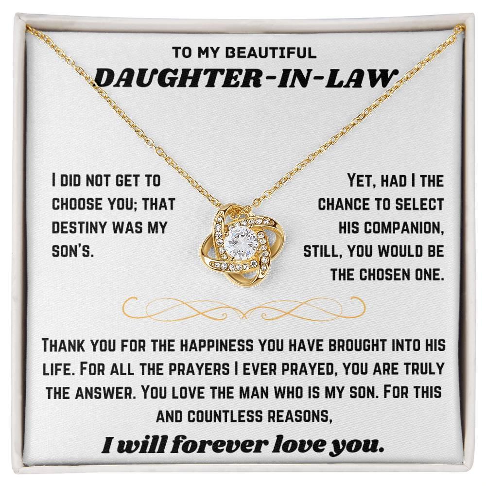 To My Beautiful Daughter-in-Law - Love Knot Necklace Gift Set - SLDDL0019 - Sunshine Letters Co