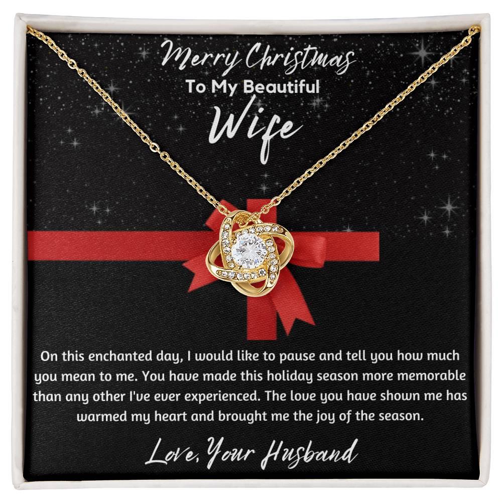 To My Beautiful Wife - Love Knot Necklace - Gift Set - SLDDL0050 - Sunshine Letters Co