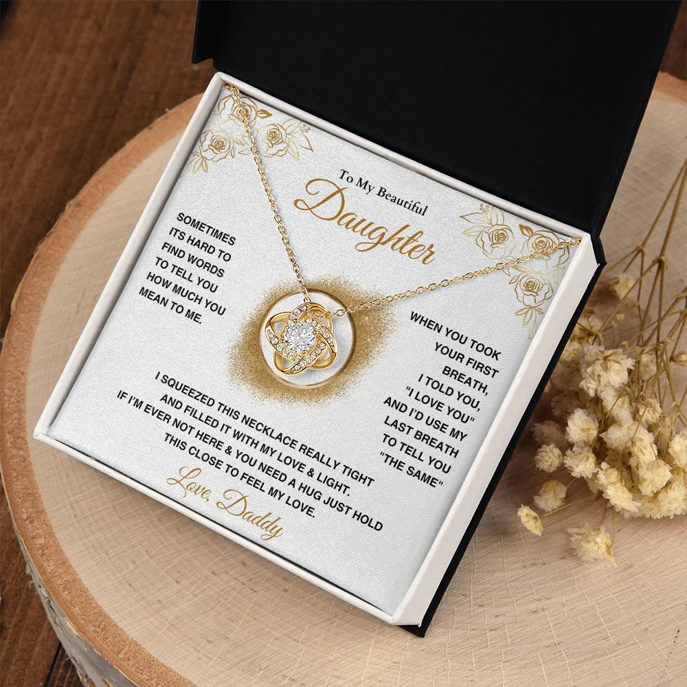 To My Beautiful Daughter - Love Knot Necklace - Gift Set - SLDDL0090 - Sunshine Letters Co
