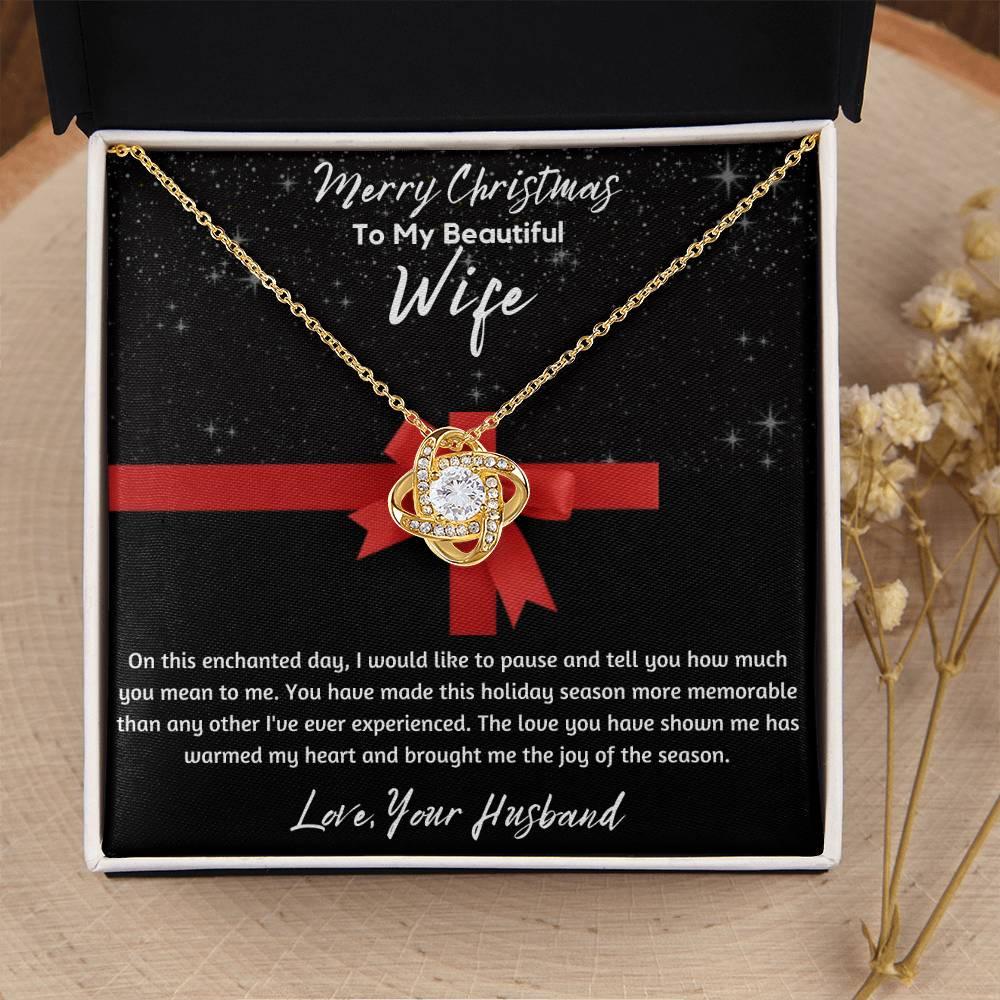 To My Beautiful Wife - Love Knot Necklace - Gift Set - SLDDL0050 - Sunshine Letters Co