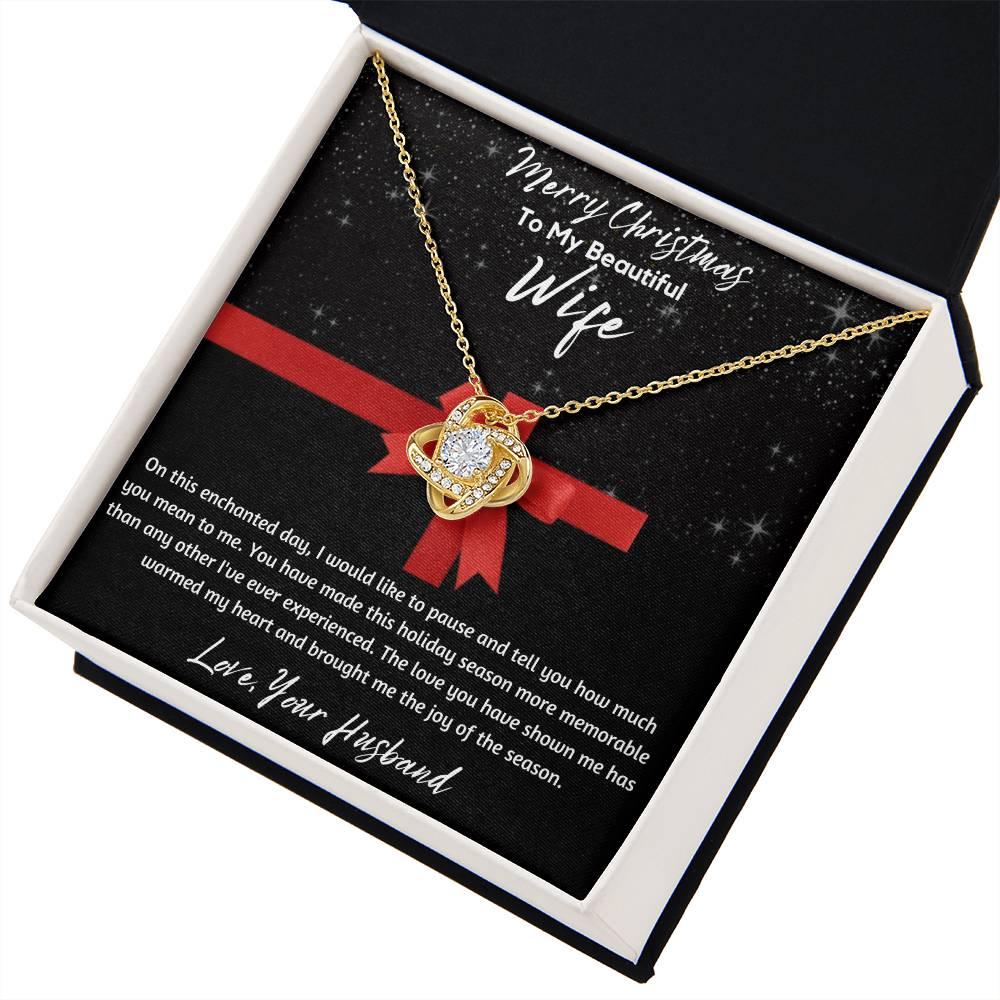 To My Beautiful Wife - Love Knot Necklace - Gift Set - SLDDL0050 - Sunshine Letters Co