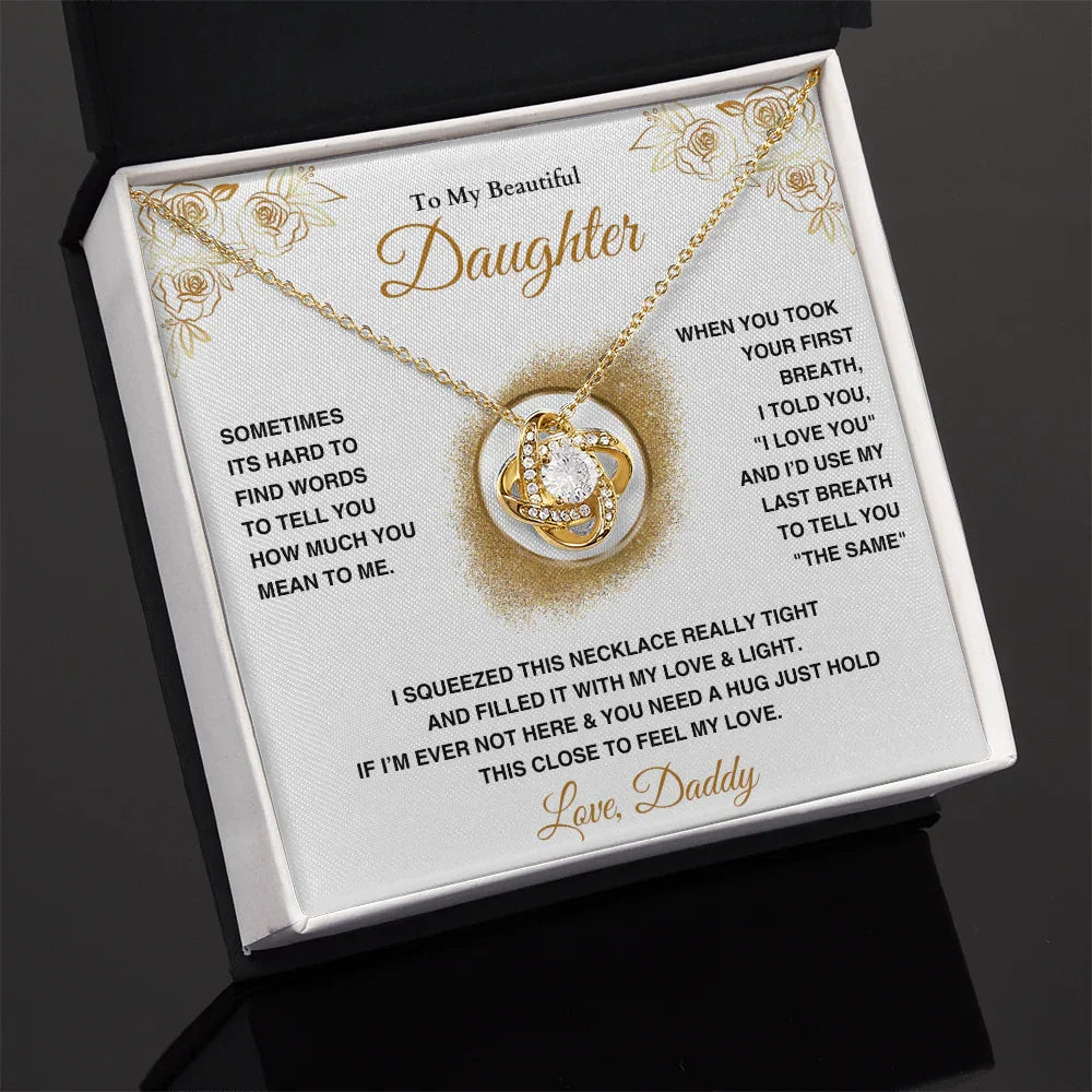 To My Beautiful Daughter - Love Knot Necklace - Gift Set - SLDDL0090 - Sunshine Letters Co