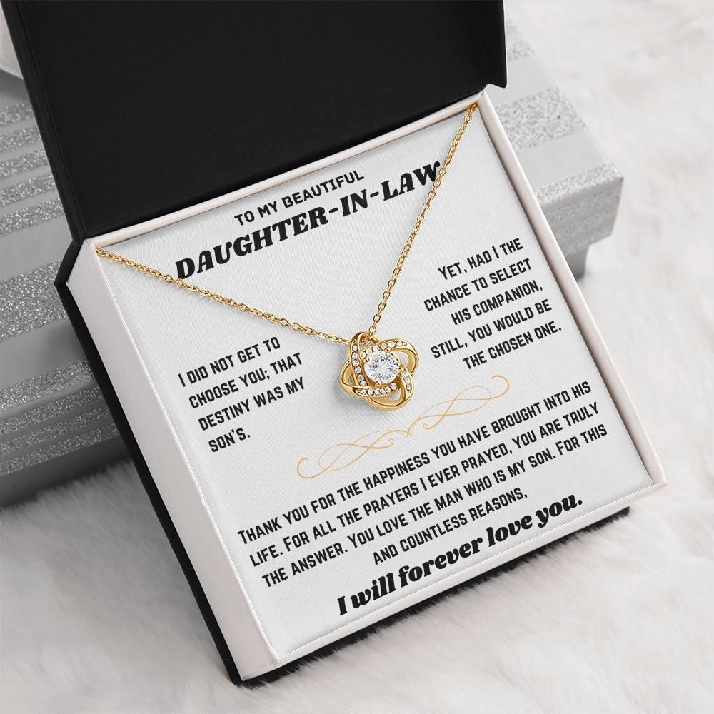 To My Beautiful Daughter-in-Law - Love Knot Necklace Gift Set - SLDDL0019 - Sunshine Letters Co