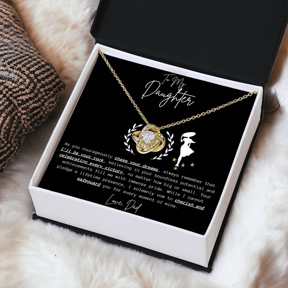 To My Daughter - Love Knot Necklace Gift Set - SLDDL0045 - Sunshine Letters Co