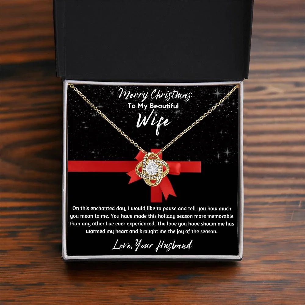 To My Beautiful Wife - Love Knot Necklace - Gift Set - SLDDL0050 - Sunshine Letters Co