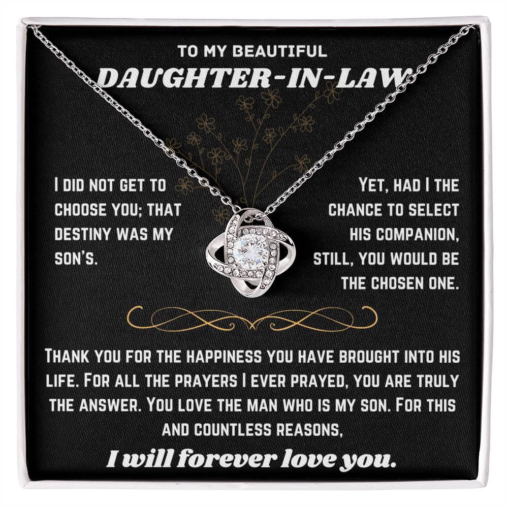 To My Beautiful Daughter-in-Law - Love Knot Necklace Gift Set - SLDDL0020 - Sunshine Letters Co