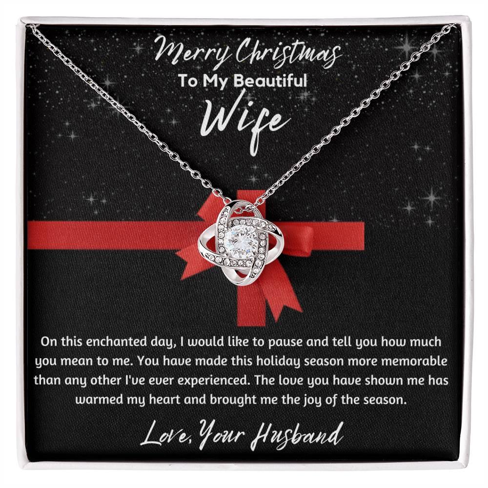 To My Beautiful Wife - Love Knot Necklace - Gift Set - SLDDL0048 - Sunshine Letters Co