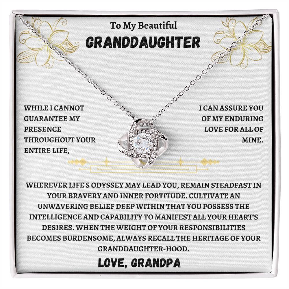 To My Beautiful Granddaughter - Love Knot Necklace Gift Set - SLDDL0012 - Sunshine Letters Co