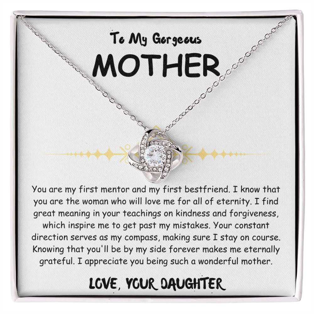 To My Gorgeous Mother - Love Knot Necklace - Mother's Day Gift Set - SLDDL0027 - Sunshine Letters Co