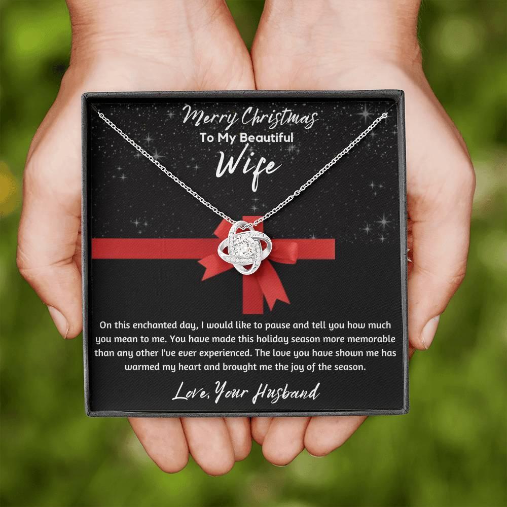 To My Beautiful Wife - Love Knot Necklace - Gift Set - SLDDL0048 - Sunshine Letters Co
