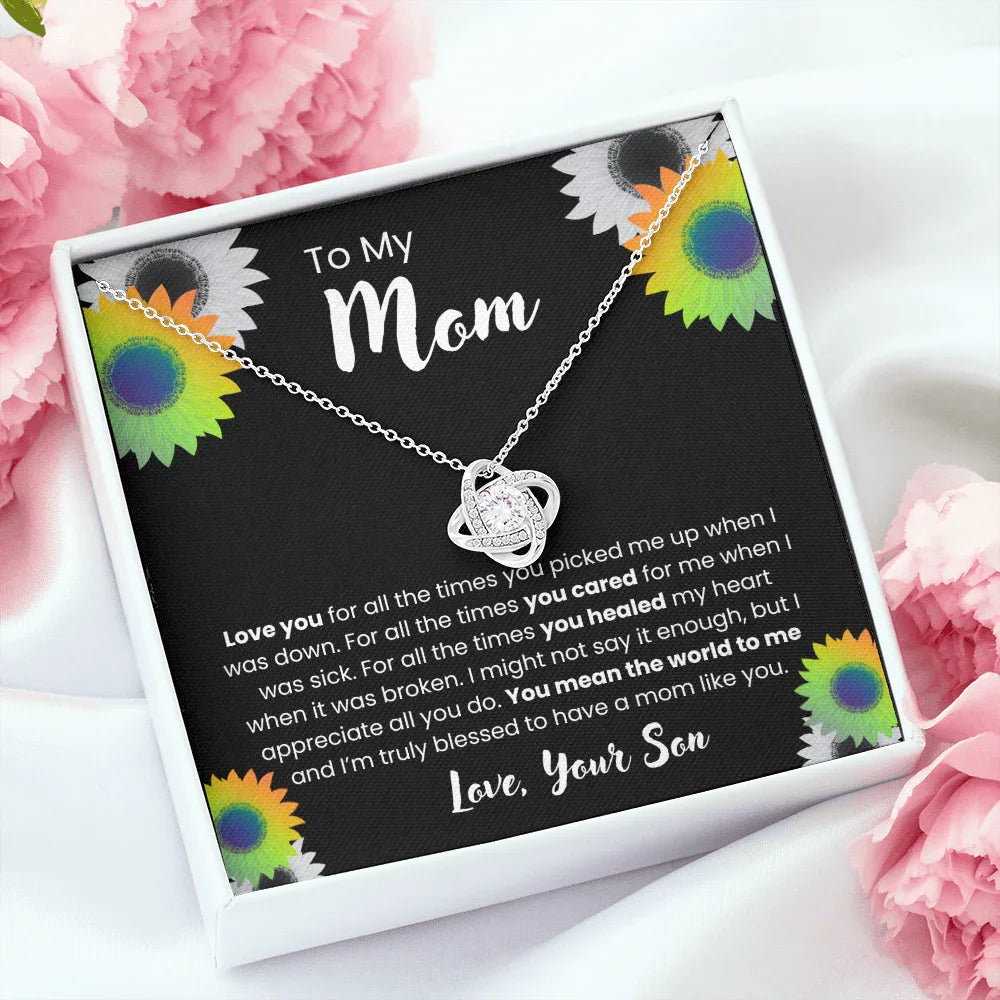 To My Mom - Love Knot Necklace - Gift Set - SLDDL0106 - Sunshine Letters Co