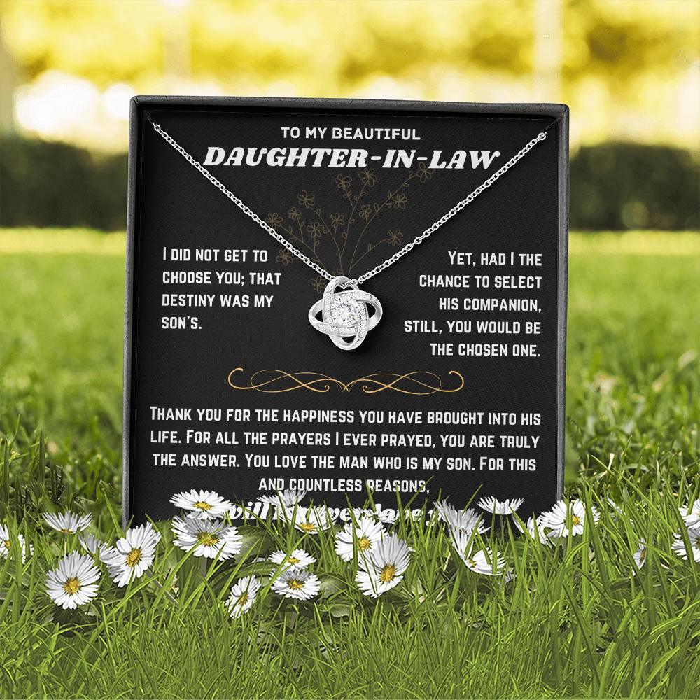 To My Beautiful Daughter-in-Law - Love Knot Necklace Gift Set - SLDDL0020 - Sunshine Letters Co