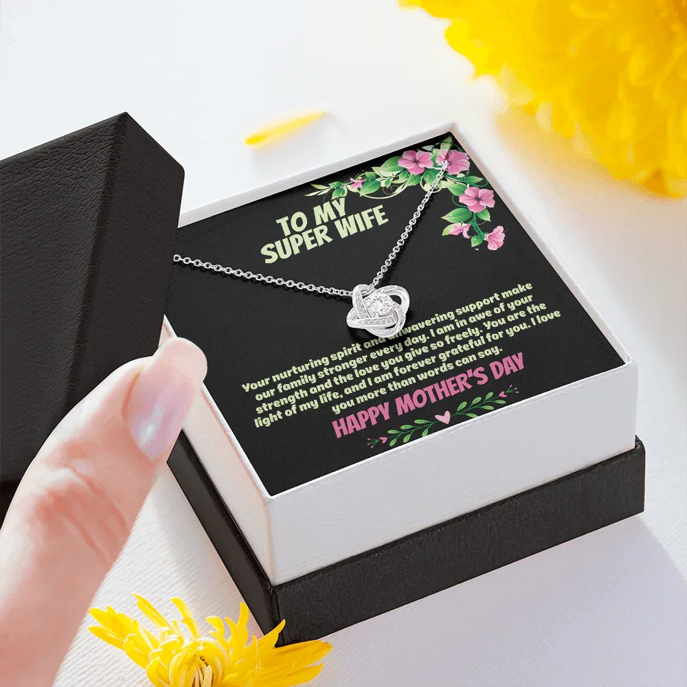 To My Super Wife - Love Knot Necklace - Gift Set - SLPMAE0004 - Sunshine Letters Co