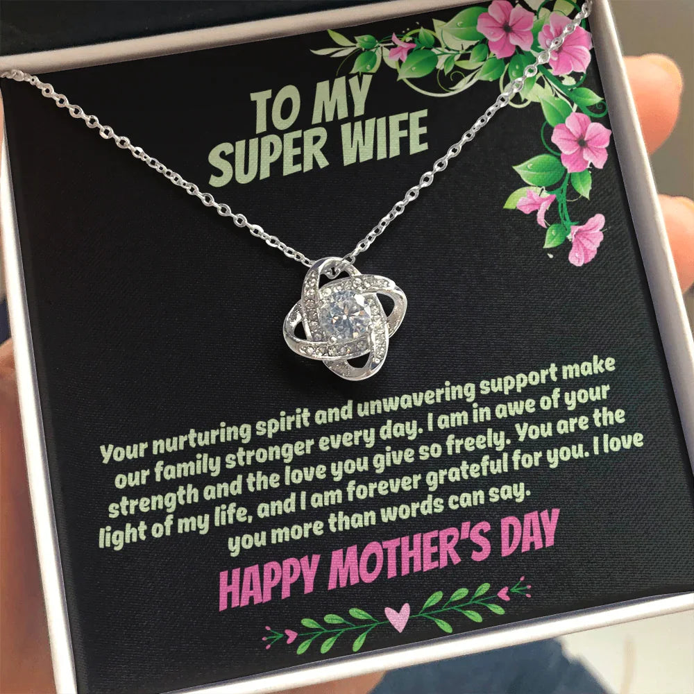 To My Super Wife - Love Knot Necklace - Gift Set - SLPMAE0004 - Sunshine Letters Co