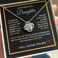 To My Beautiful Daughter - Love Knot Necklace - Gift Set - SLDDL0092 - Sunshine Letters Co