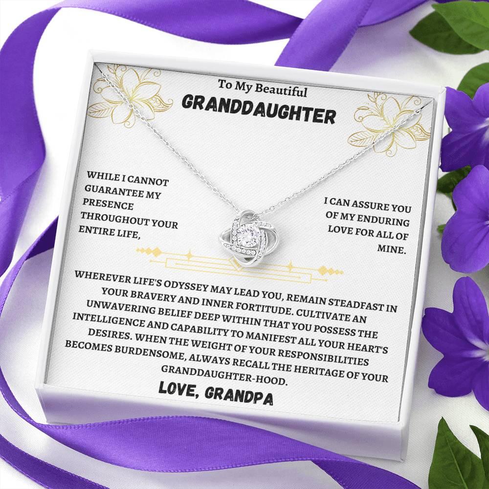 To My Beautiful Granddaughter - Love Knot Necklace Gift Set - SLDDL0012 - Sunshine Letters Co