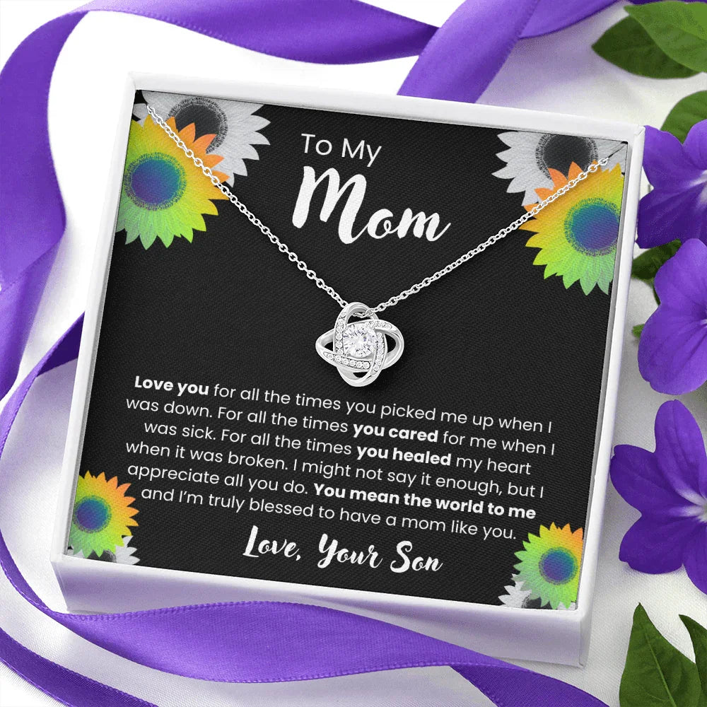 To My Mom - Love Knot Necklace - Gift Set - SLDDL0106 - Sunshine Letters Co
