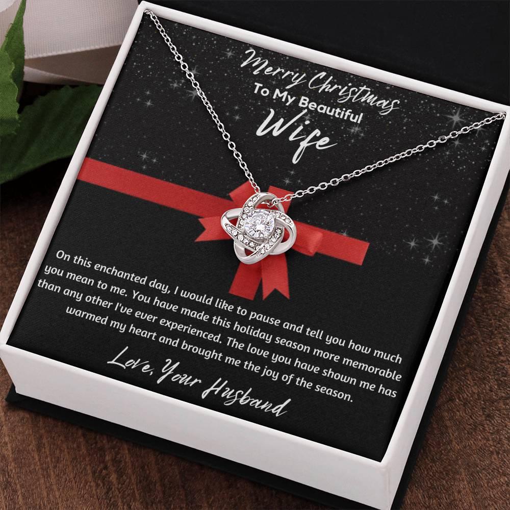 To My Beautiful Wife - Love Knot Necklace - Gift Set - SLDDL0048 - Sunshine Letters Co