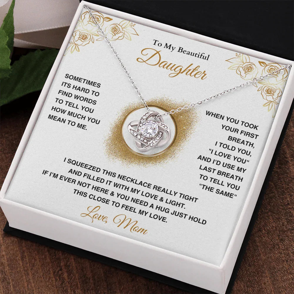 To My Beautiful Daughter - Love Knot Necklace - Gift Set - SLDDL0089 - Sunshine Letters Co